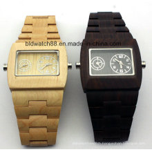 Quality Mens Dual Movement Wooden Wrist Watches